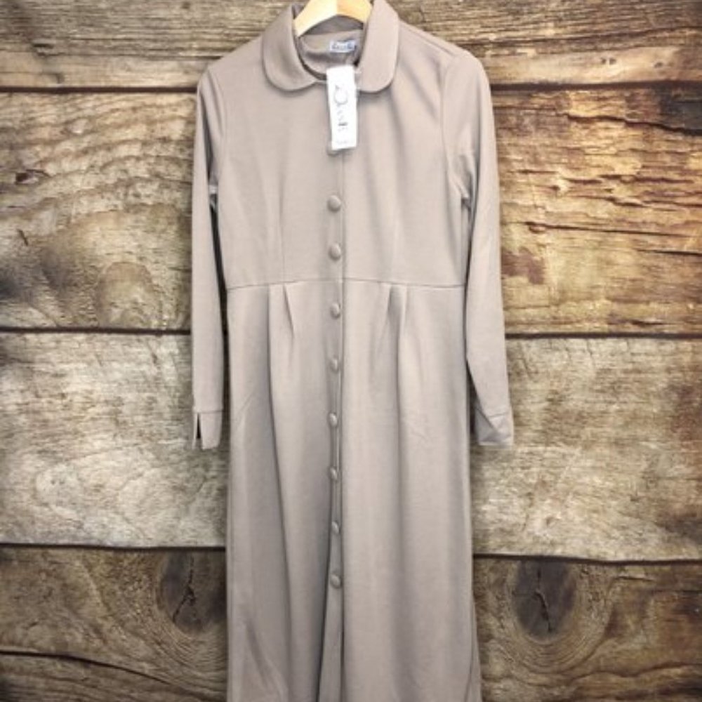 Zenane Size 38 Tan Button Peter Pan Collar Dress